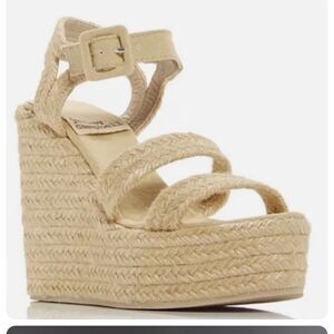 Jeffrey Campbell Soffia Raffia Jute Wedge Sandals NEW